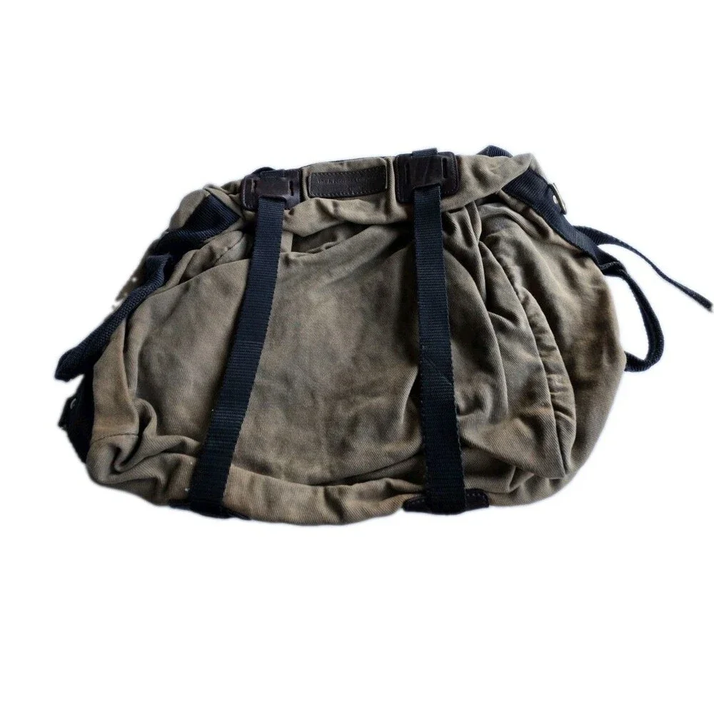 J. Peterman Canvas & Leather Travel Weekender Bag Tan Heavy Duty